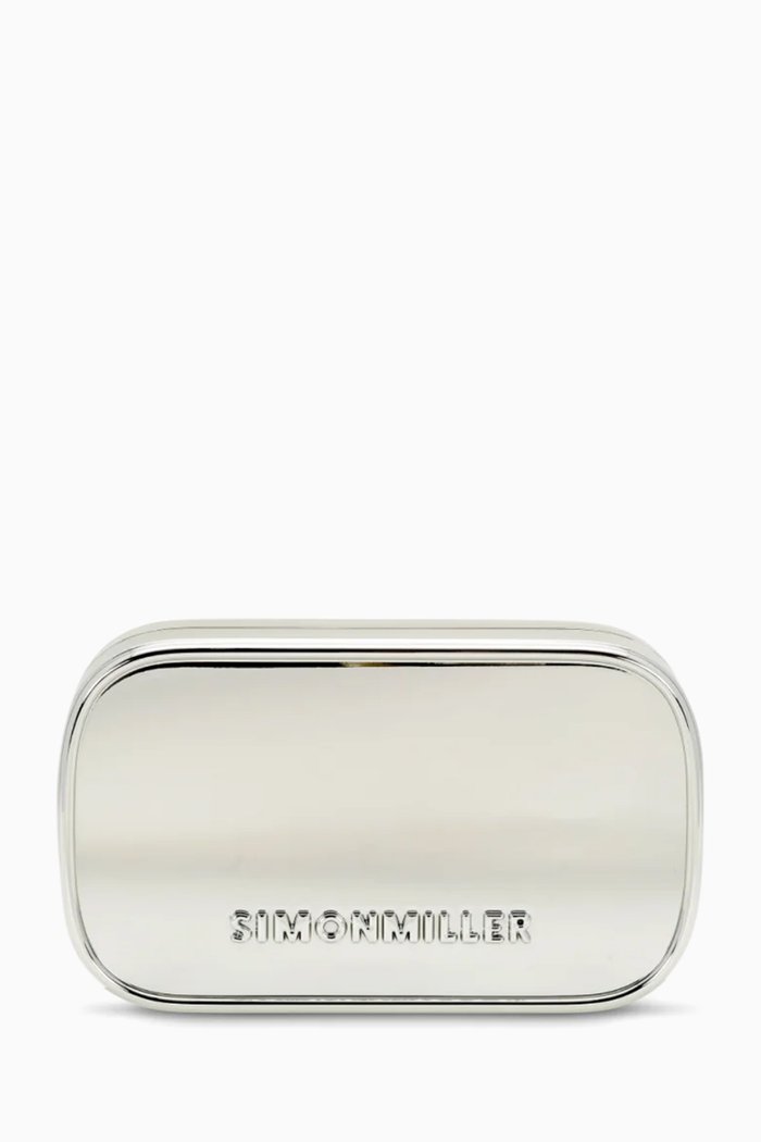 

Logo Pill Clutch Bag in Plastic, Silver