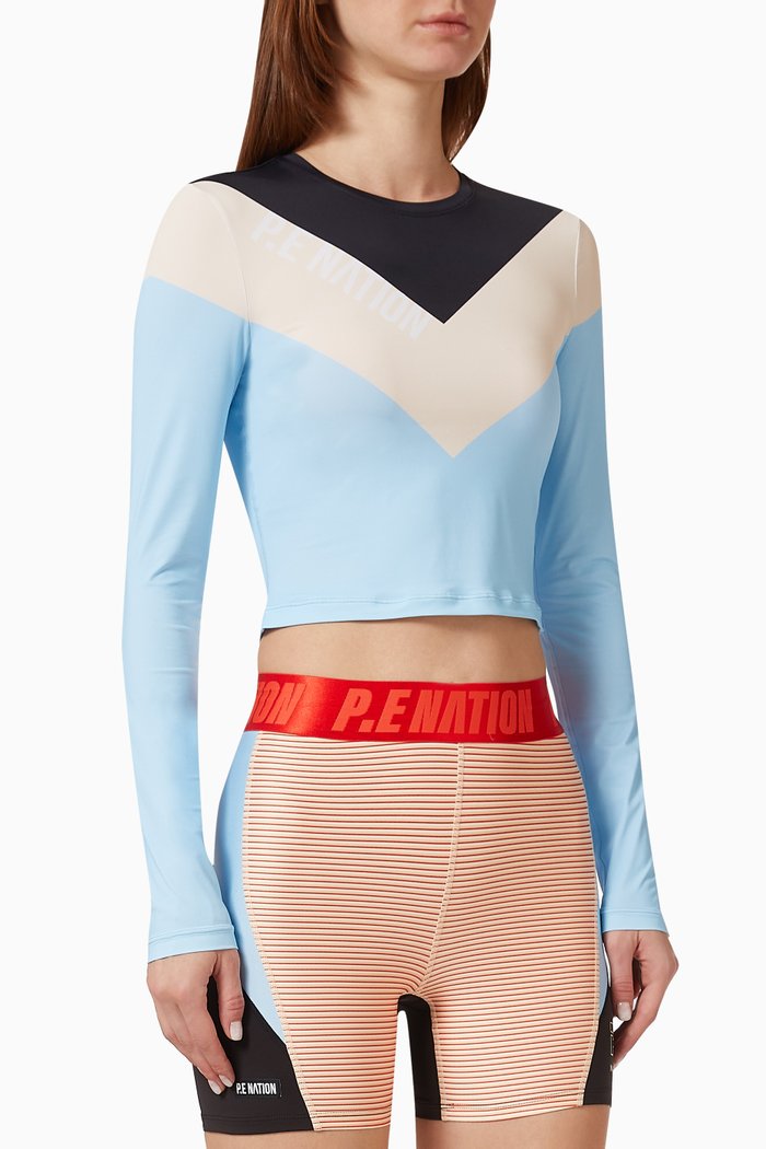 Roll Shot Top in Stretch Nylon, Blue