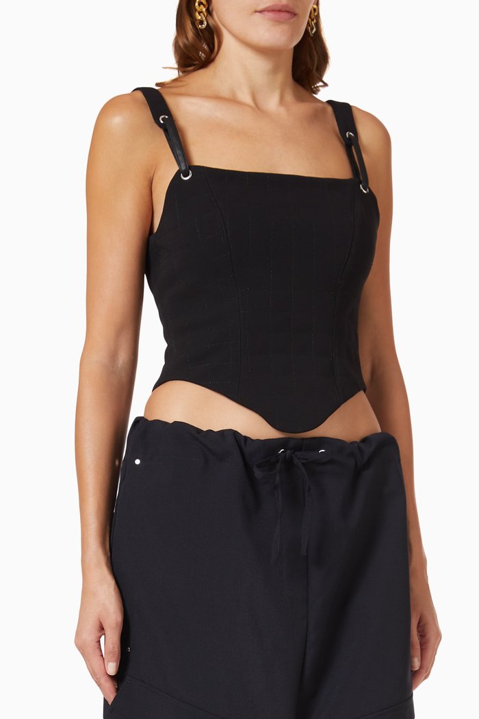 

Lottie Corset Top in Bonded-fabric, Black
