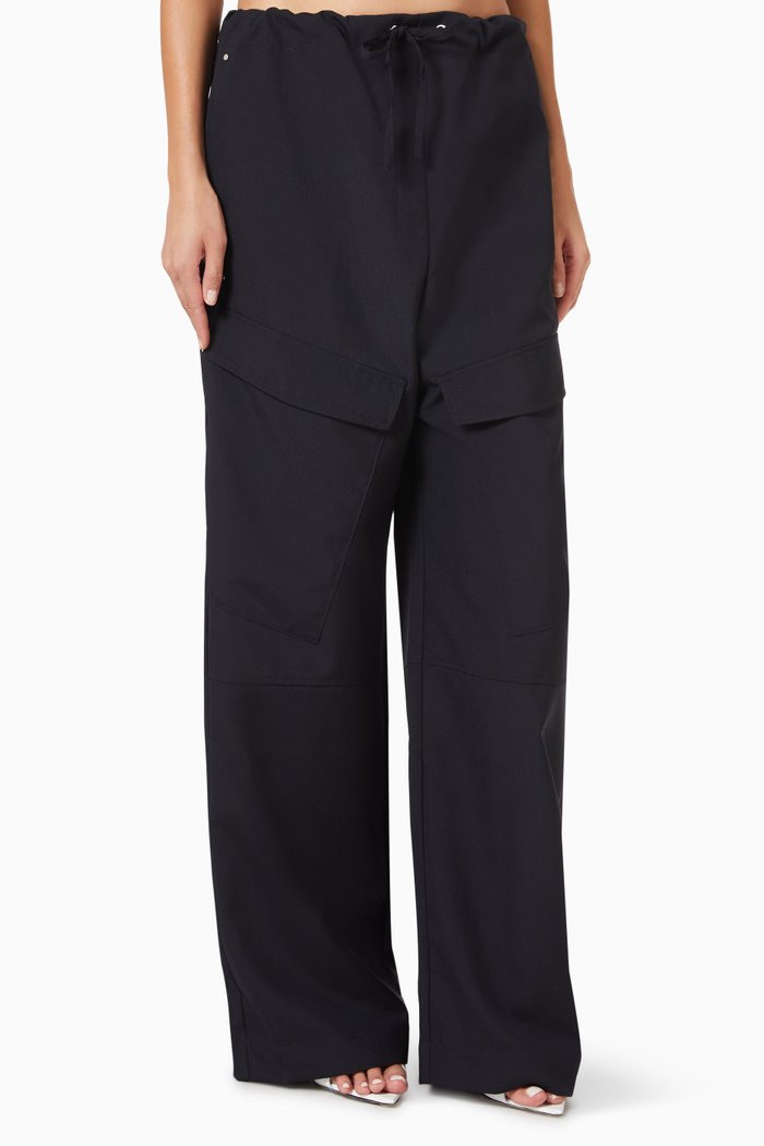 Herb Cargo Pants in Repurposed Wool Blend, Blue