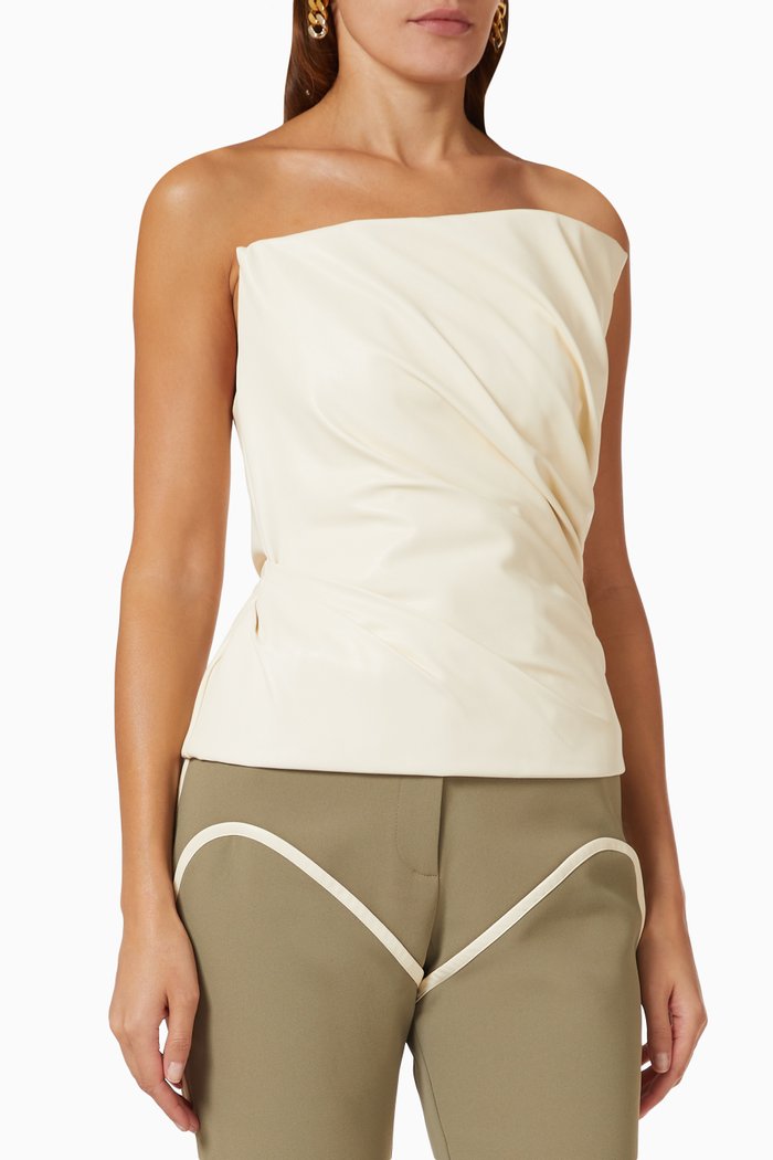

06 Structured Bodice Top in Vegan Leather, Neutral