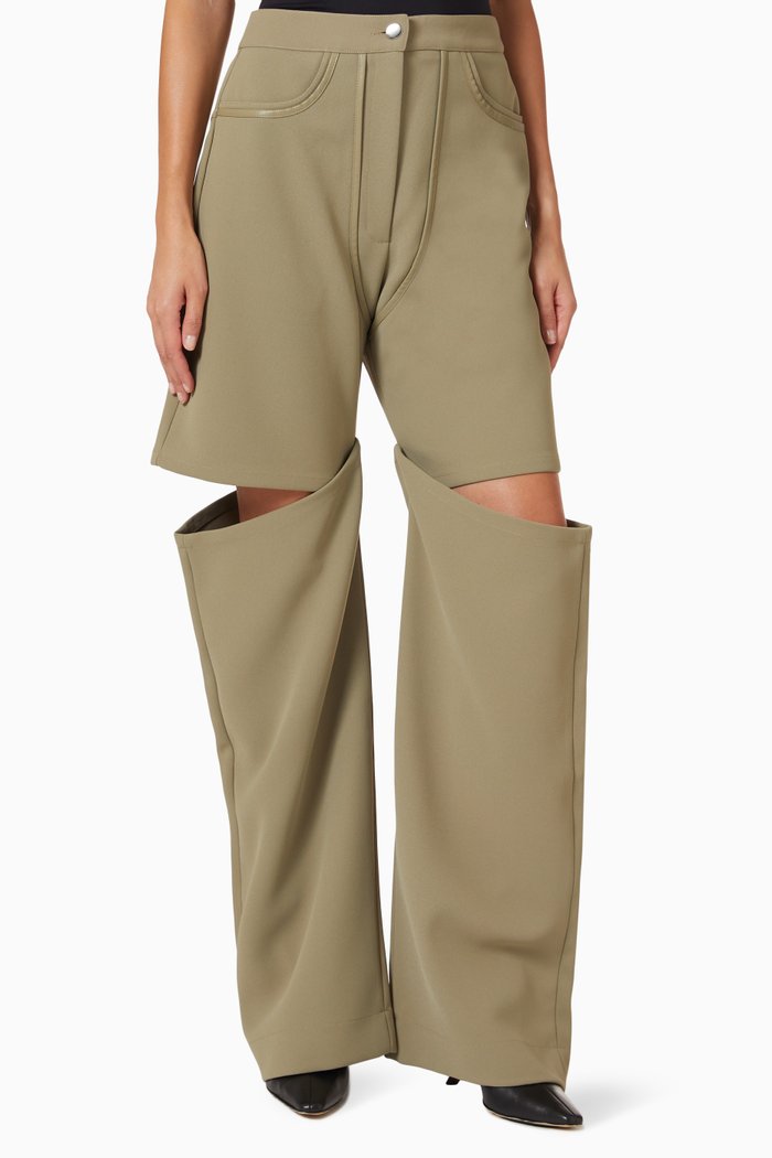 

Emilio Cut-out Cargo Pants in Bonded-fabric, Green
