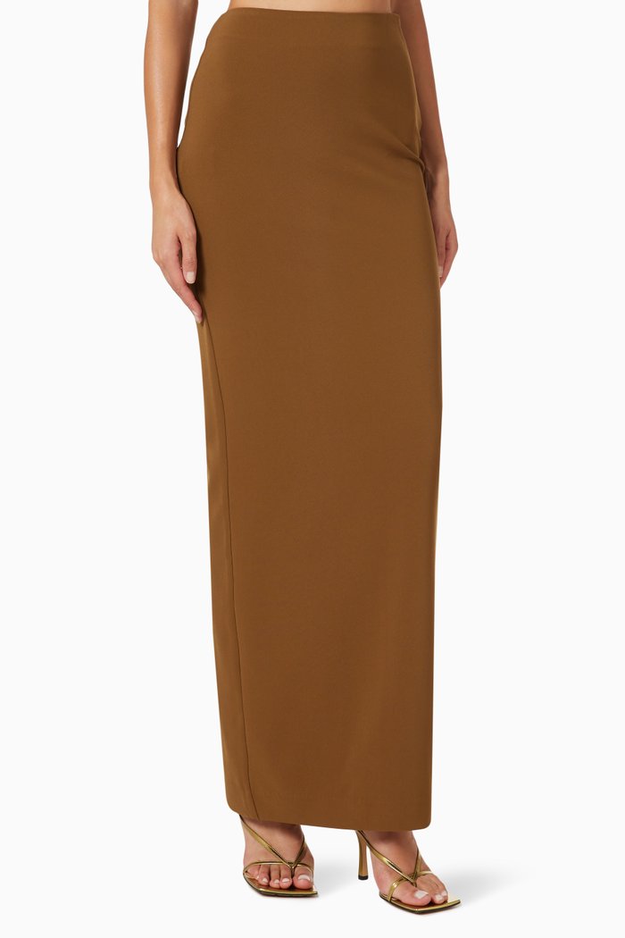 

Magda Maxi Skirt in Stretch-fabric, Brown