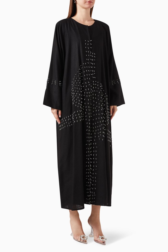 

Bead-embellished Abaya, Black