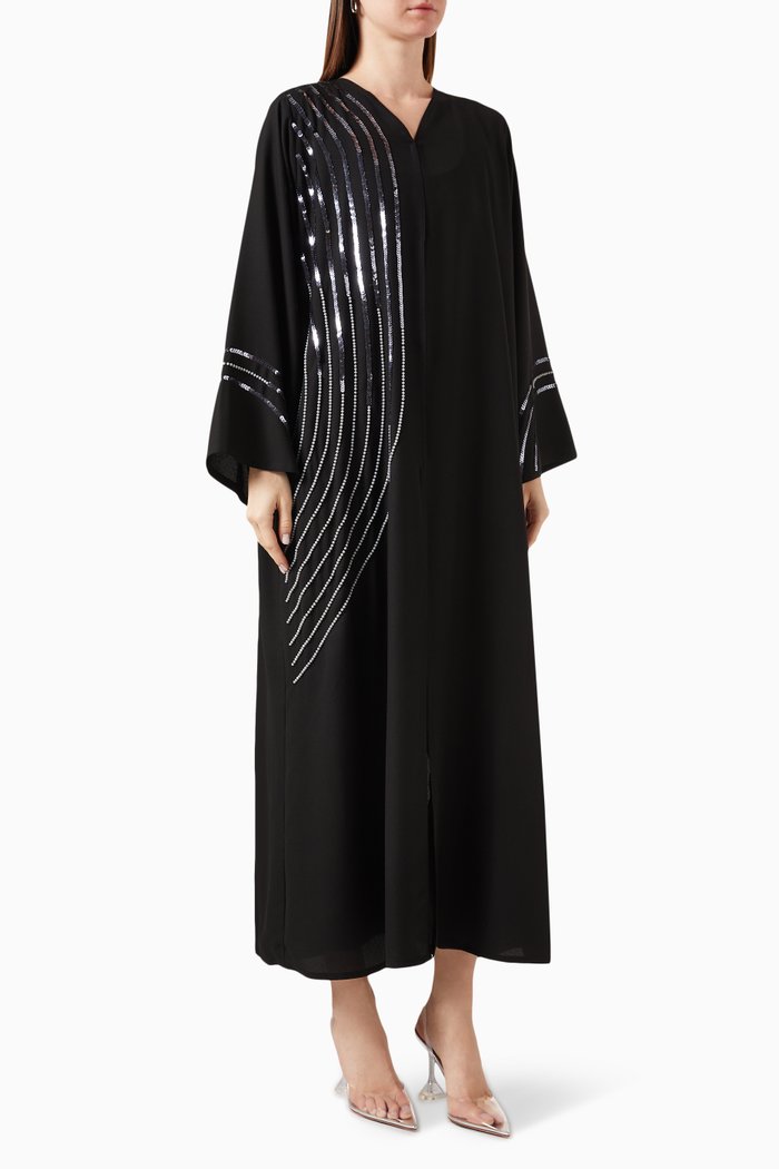 

Sequin-embellished Abaya, Black