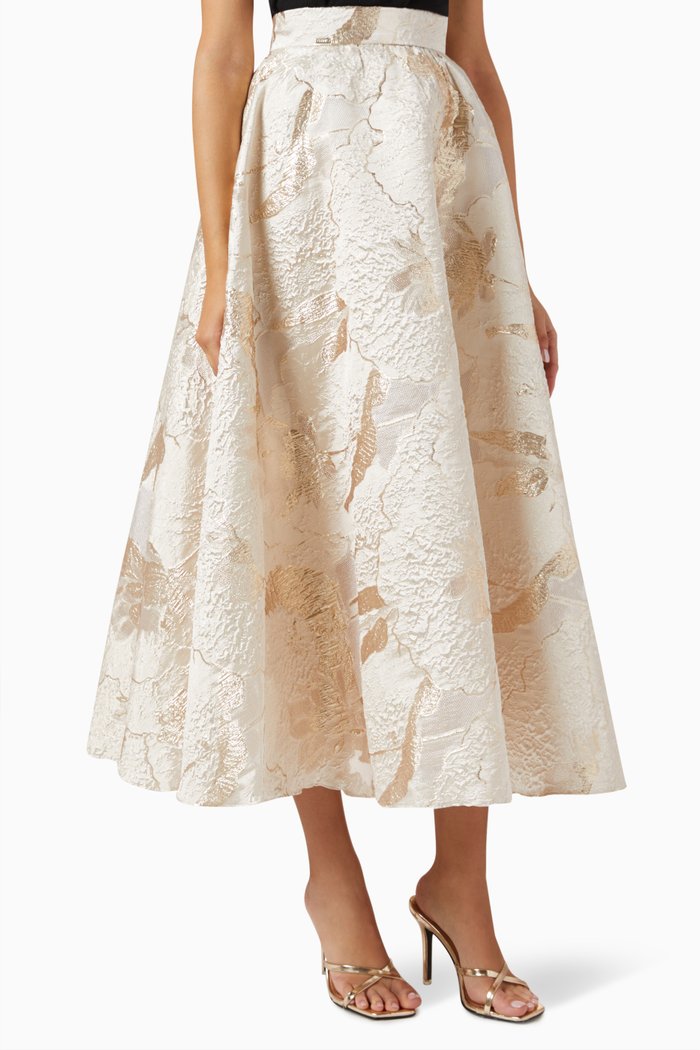 

Valentin Midi Skirt in Jacquard, Gold