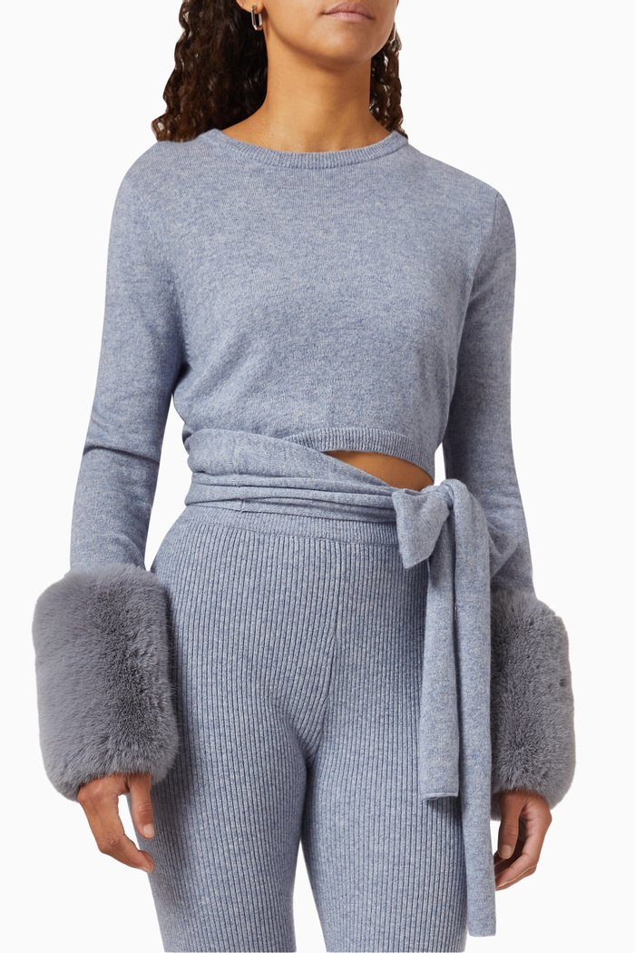 

Cut-out Tie Top Faux-fur & Merino Wool-blend, Grey