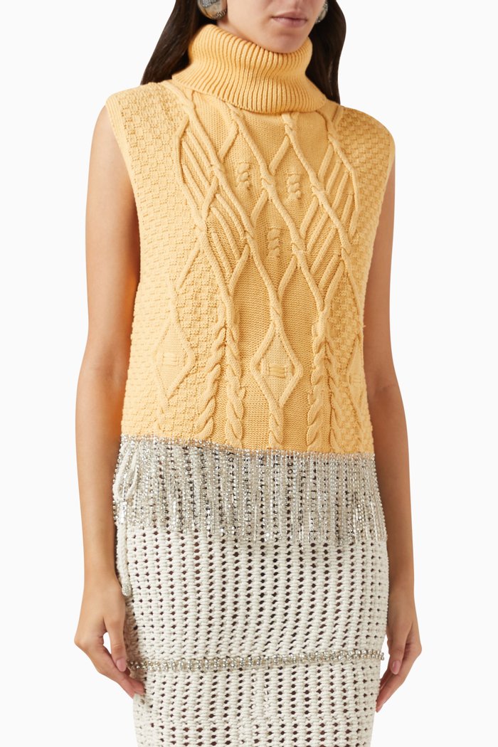 

Crystal-embellished Top in Knit, Yellow