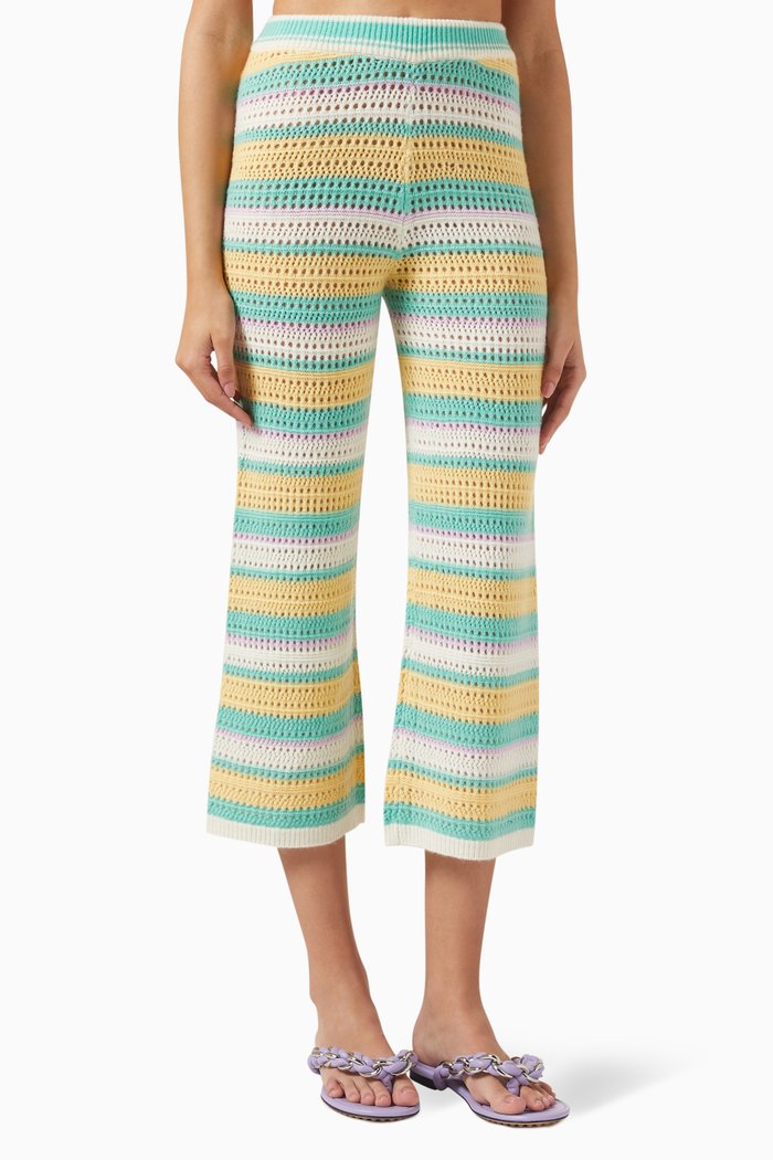 

Crochet Striped Pants in Cashmere-blend, Multicolour