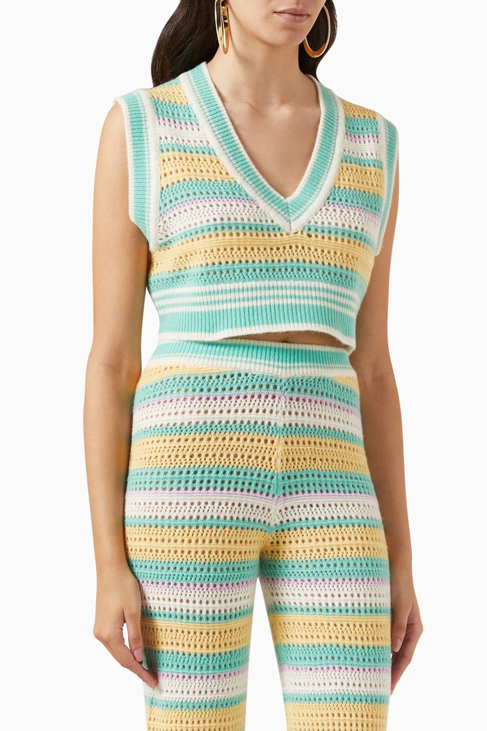 

Crochet Top in Cashmere Blend, Multicolour