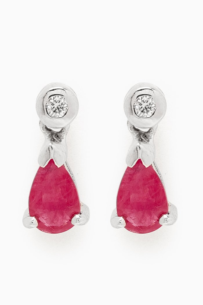 

Ruby & Diamond Earrings in 18kt White Gold