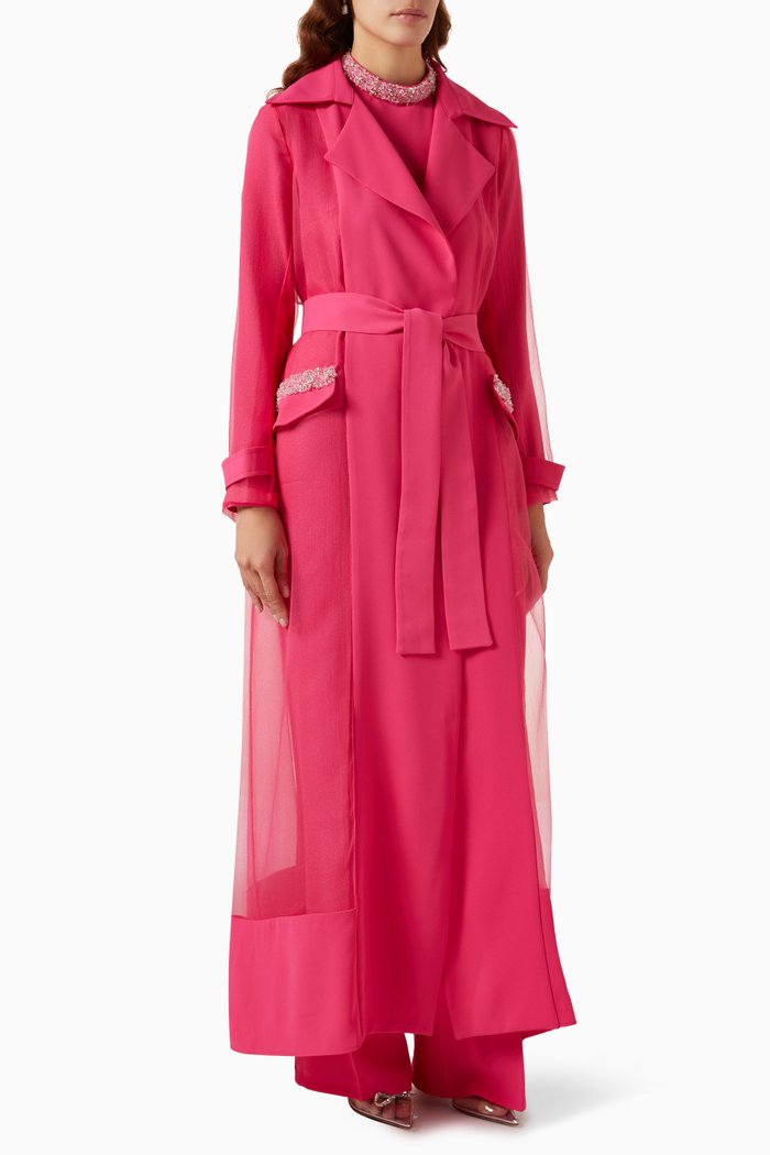 

Knox Belted Trench Coat Set, Pink
