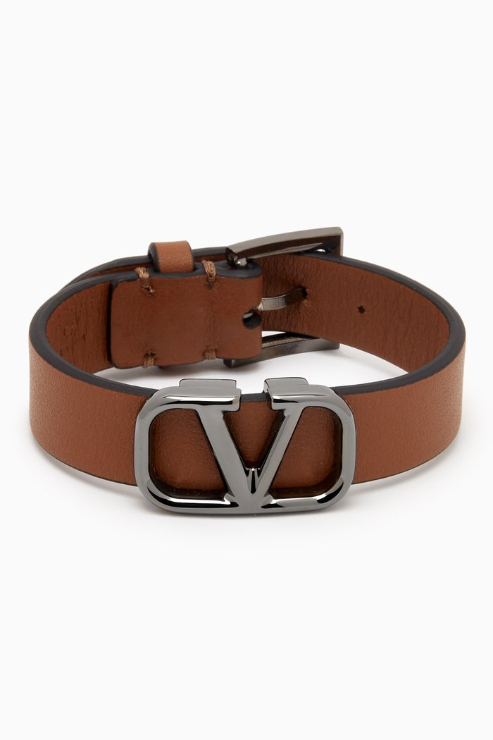 

Valentino Garavani VLOGO Bracelet in Leather, Brown