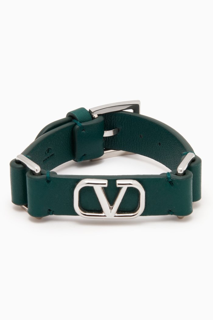 

Valentino Garavani VLOGO Signature Bracelet in Calf Leather, Green