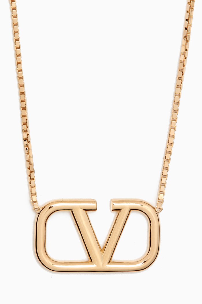 

Valentino Garavani VLogo & Stud Signature Necklace in Metal, Gold