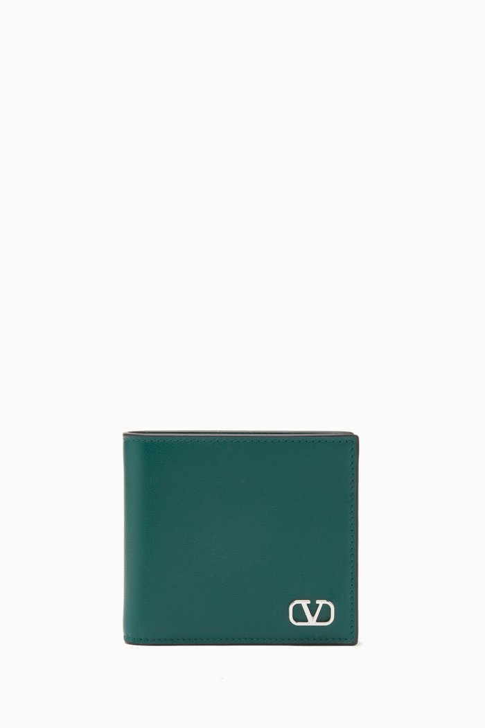 

VLogo Signature Billfold Wallet in Calf Leather, Green