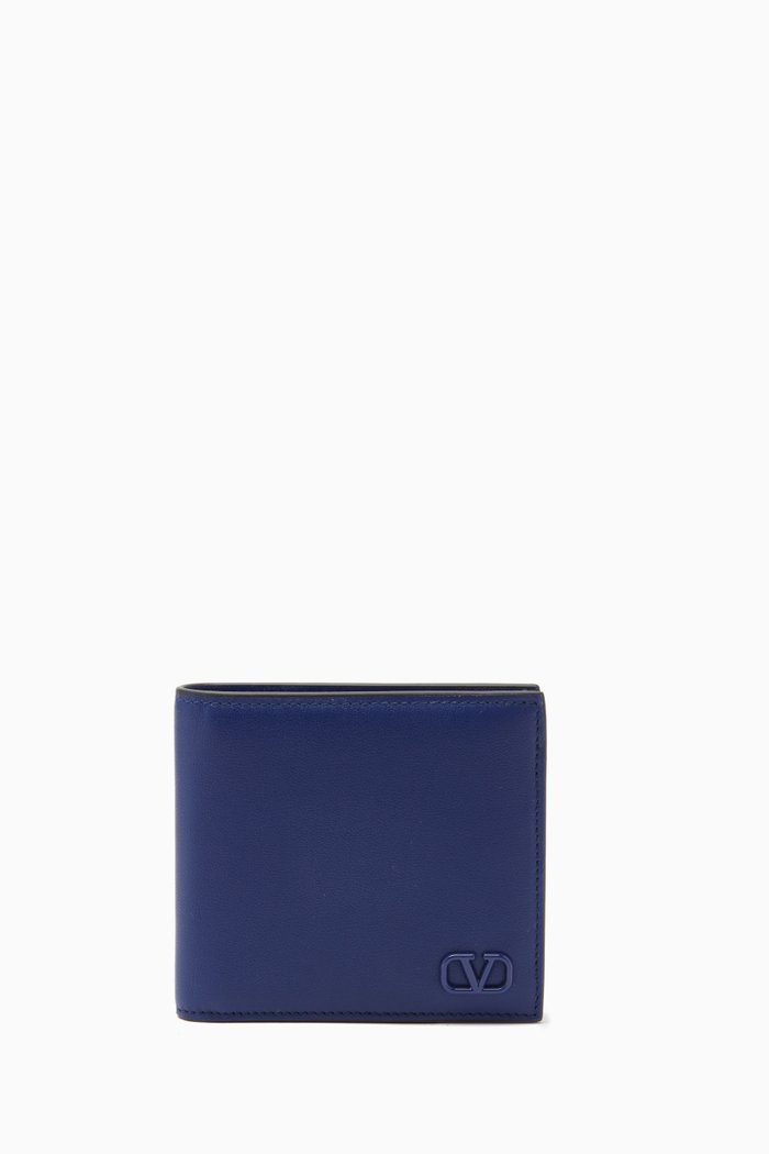 

VLogo Signature Billfold Wallet in Calf Leather, Blue