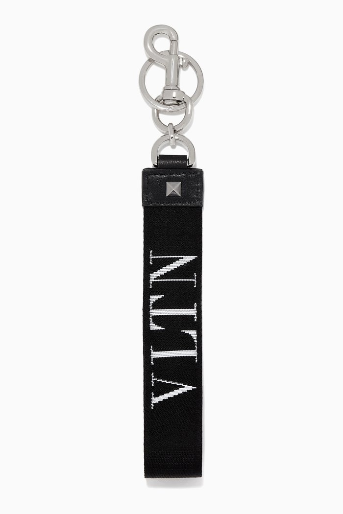 

Valentino Garavani VLTN Key Ring in Nastro-jacquard, Black