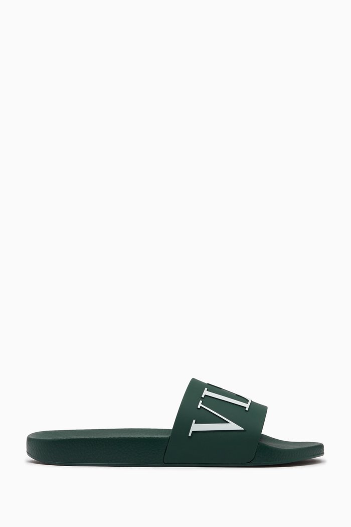 

Valentino Garavani VLTN Slide Sandals in Rubber, Green