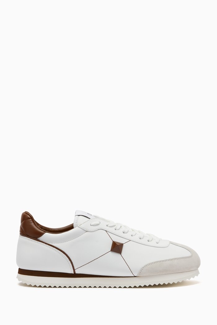 

Valentino Garavani Stud-around Sneakers in Leather, White