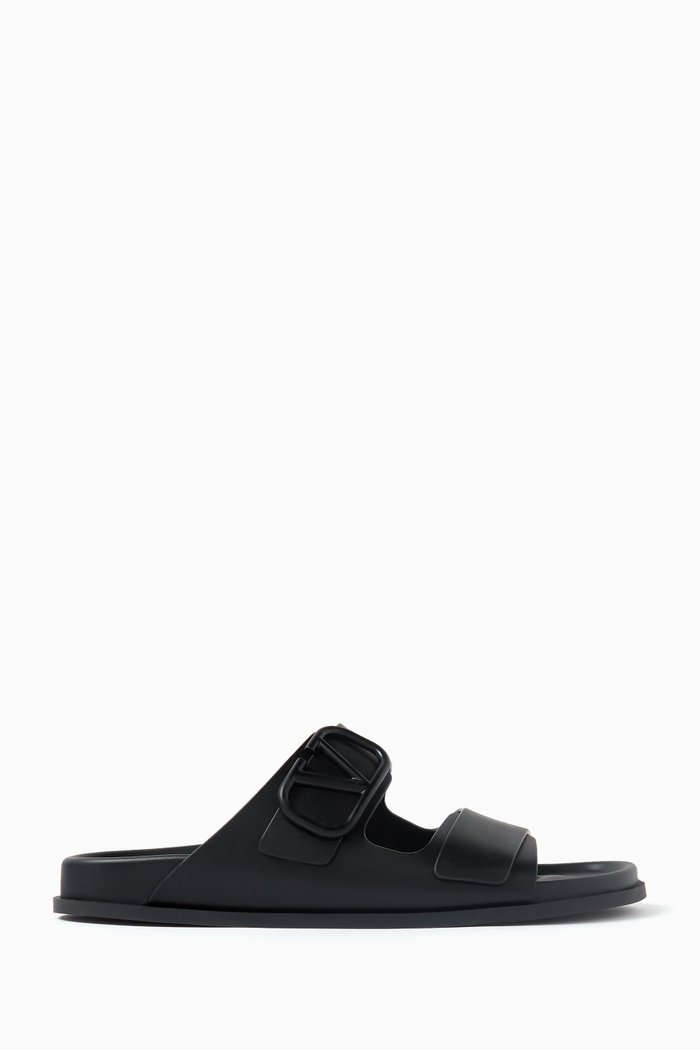 

Valentino Garavani VLOGO Sandals in Leather, Black
