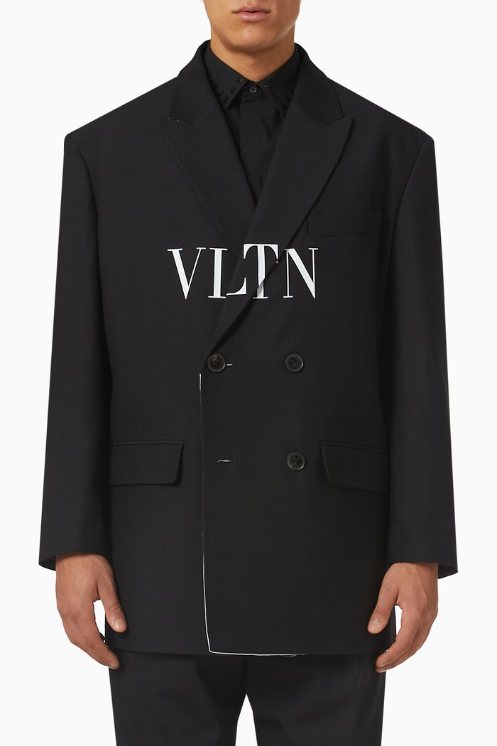 

Valentino Crepe Couture Double-breasted Jacket in Virgin Wool-silk Blend, Black