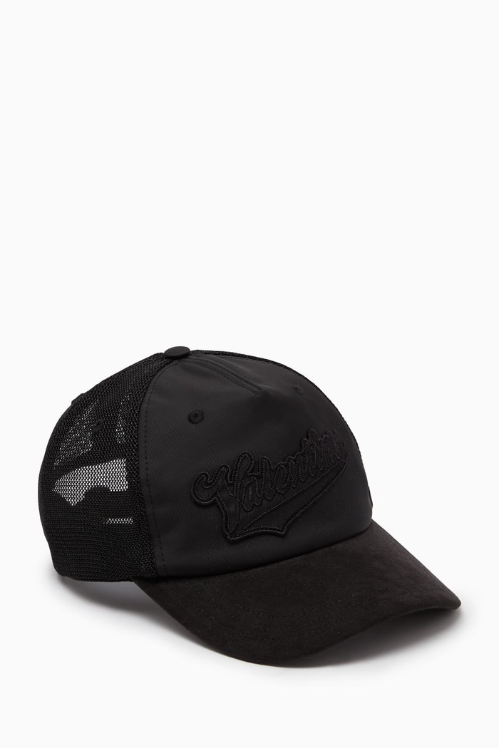 

Valentino Garavani Logo Baseball Hat in Nylon & Mesh, Black