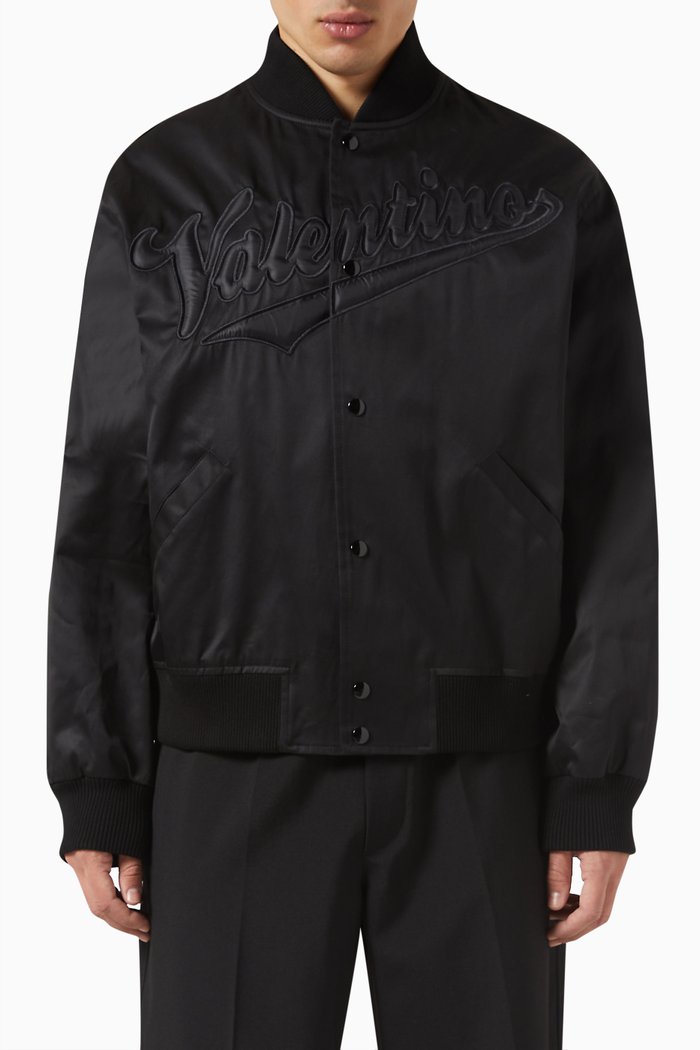 

Valentino Logo Bomber Jacket in Nylon, Black