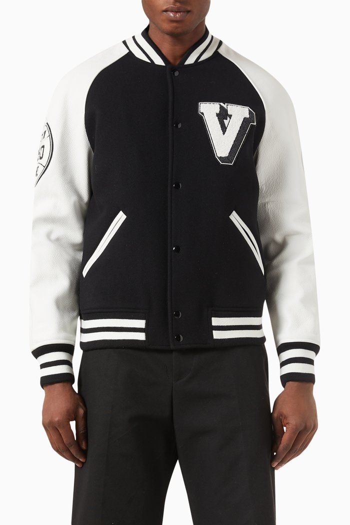 

Valentino Varsity Jacket in Wool Blend, Black