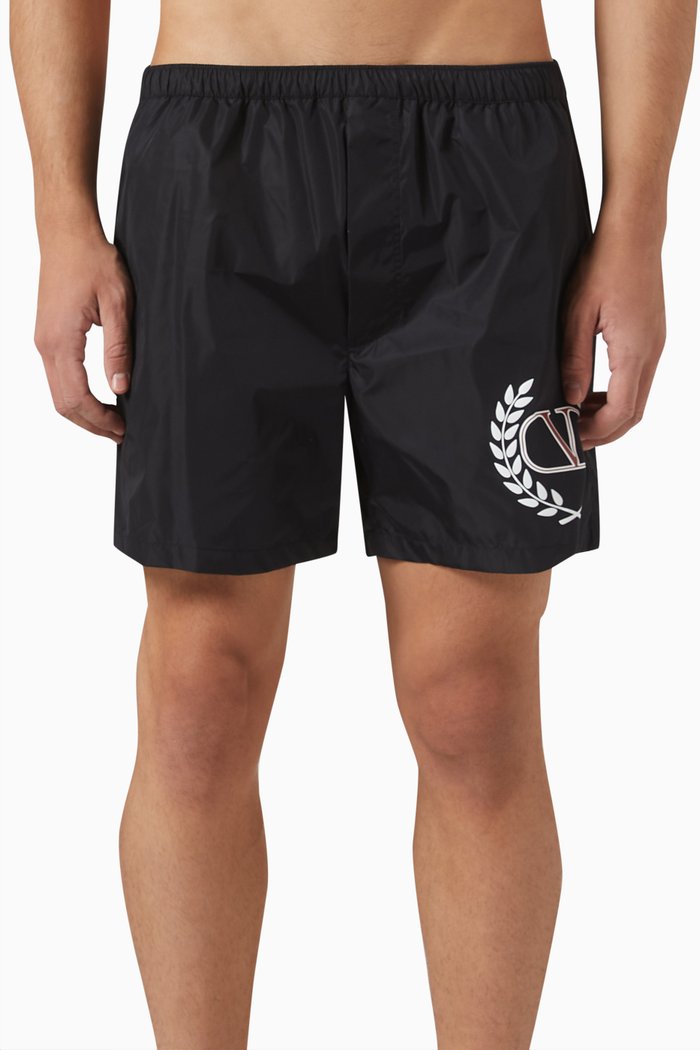 Valentino VLogo Swim Shorts in Nylon, Blue