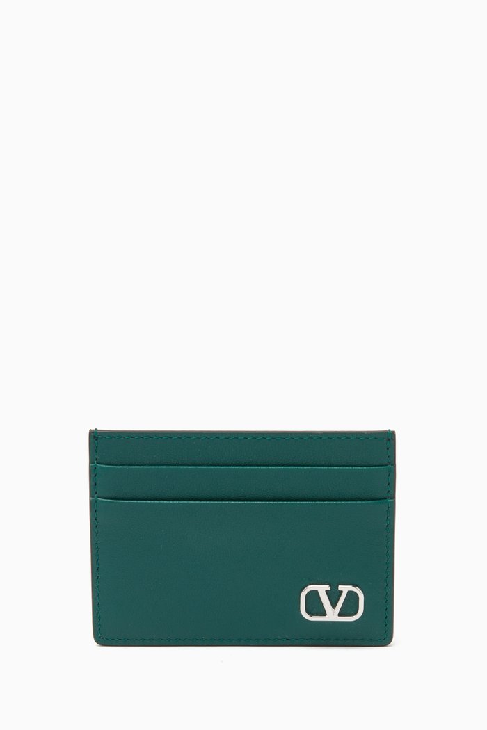 

Valentino Garavani VLogo Signature Card Holder in Calf Leather, Green