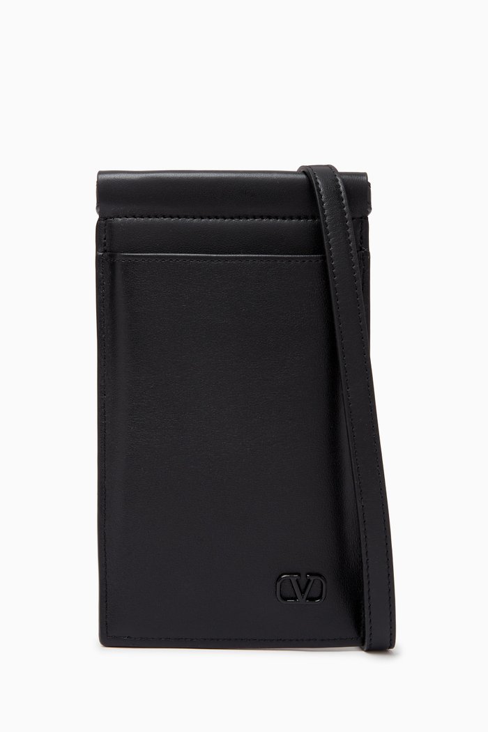 

Valentino Garavani Mini VLogo Phone Case in Leather, Black