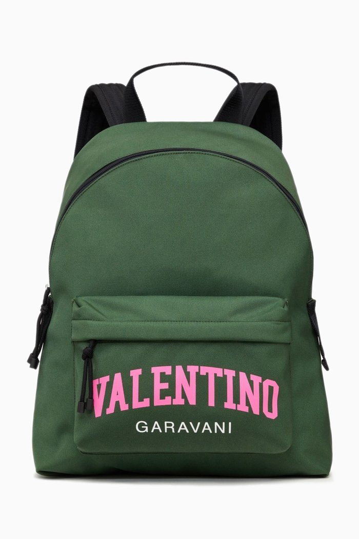 

Valentino Garavani University Logo Print Backpack in Nylon, Green