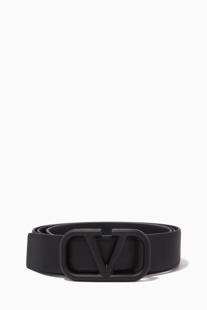 

Valentino Garavani VLOGO Belt in Leather, Black