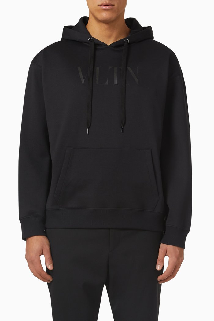 

Valentino VLTN Print Hoodie in Cotton-blend Jersey, Black