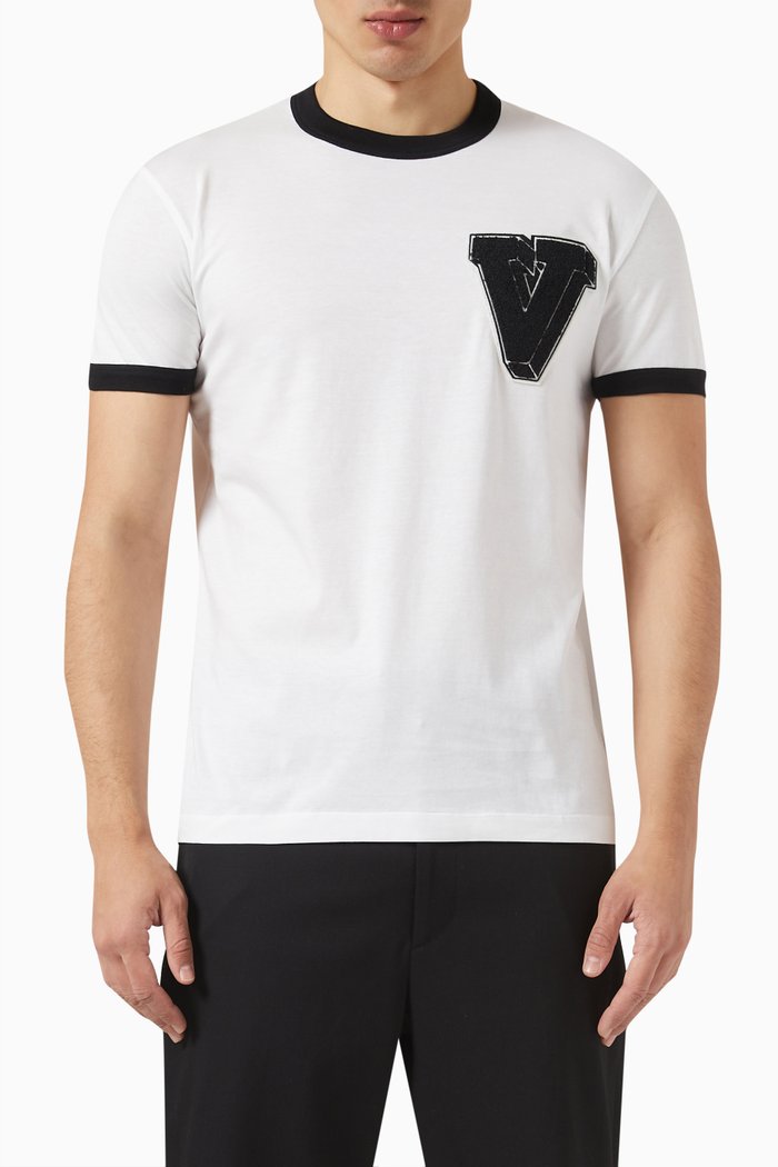 Valentino V 3D Patch T-shirt in Cotton Jersey, White