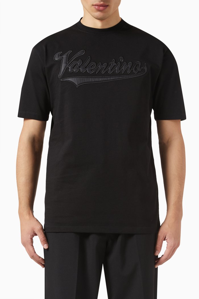 Valentino Short Sleeved Logo T-Shirt in Cotton, Black