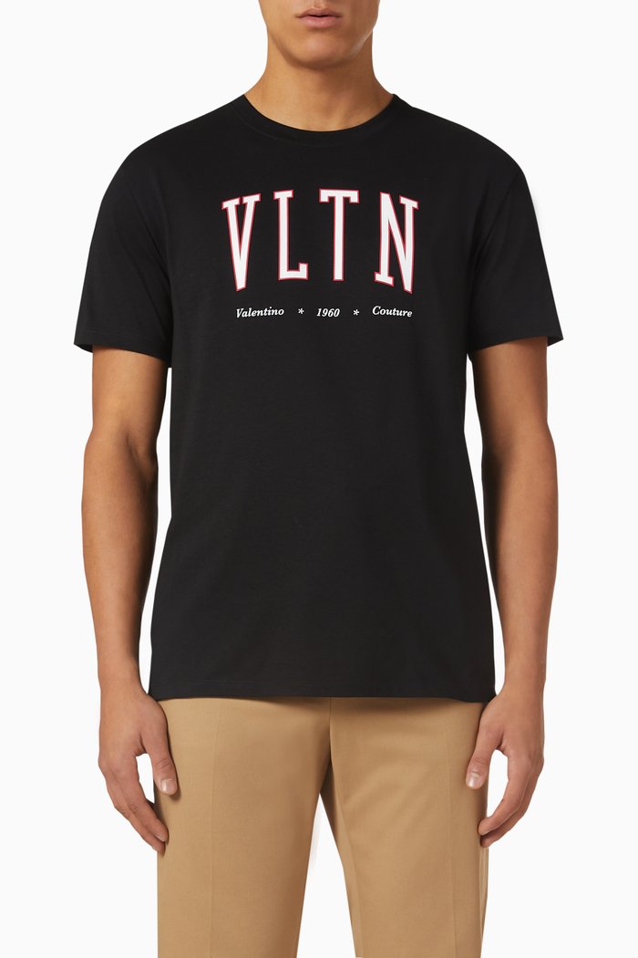

Valentino VLTN Print T-shirt in Cotton Jersey, Black