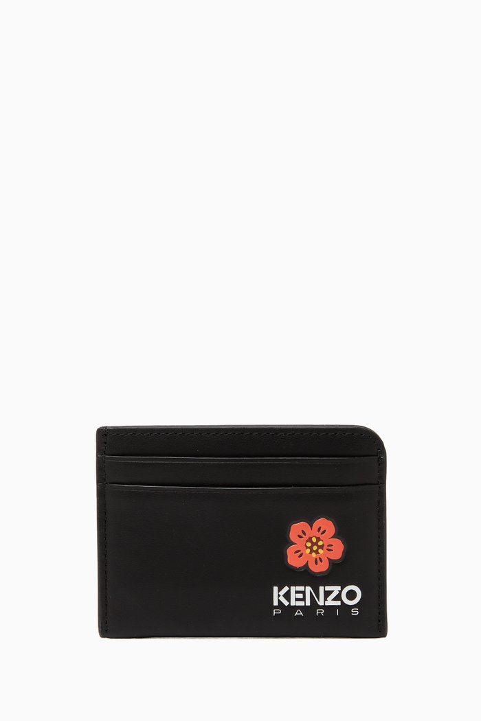 

Crest Card Holder in Leather, Black