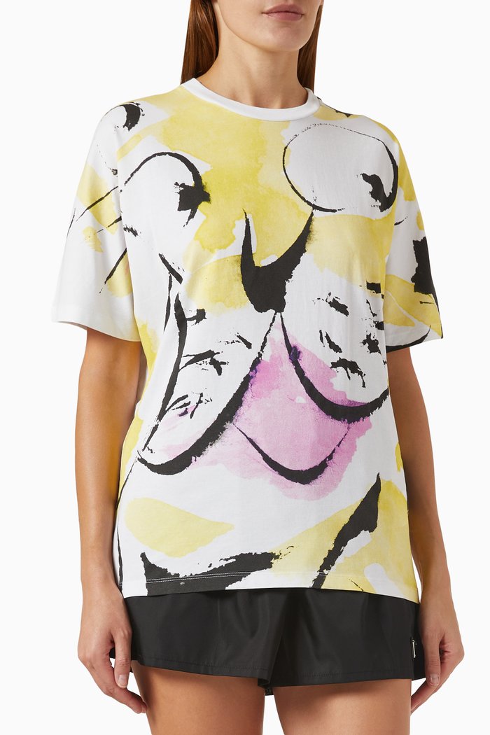 

Akae Smiling Tiger Kimono T-shirt in Jersey, White