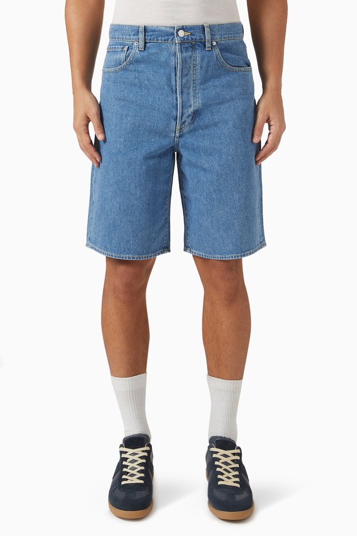 Himawari Denim Shorts in Cotton, Blue