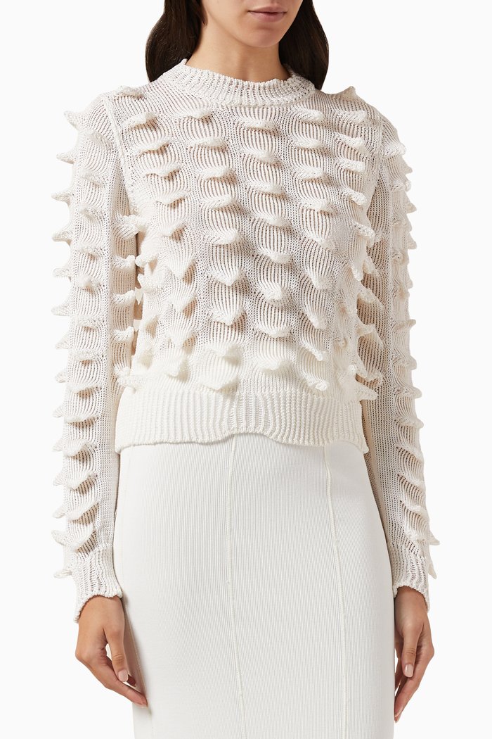 

3D Peak Stitch Sweater in Knit, Neutral