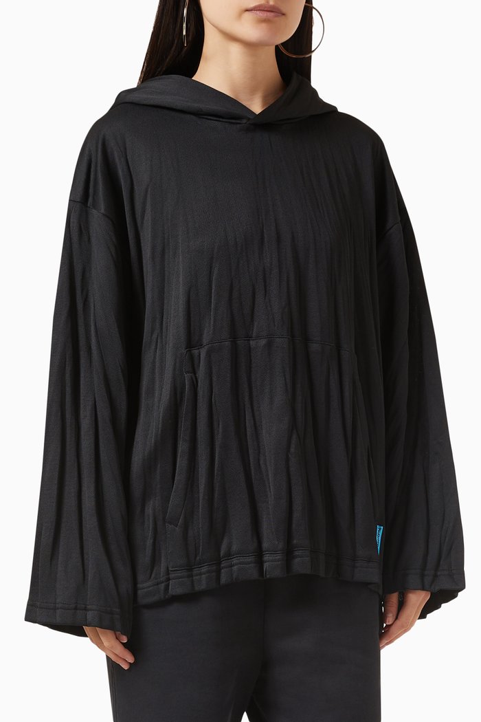 Oversized Hooded Sweatshirt in Fleece, Black