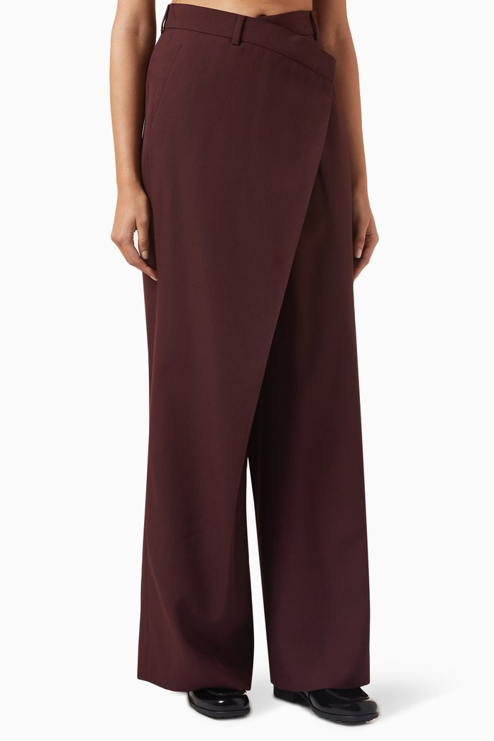 

Tailored Wrap Pants in Wool-blend, Purple