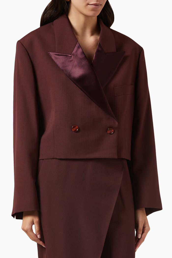 

Double-breasted Jacket in Wool-blend, Purple