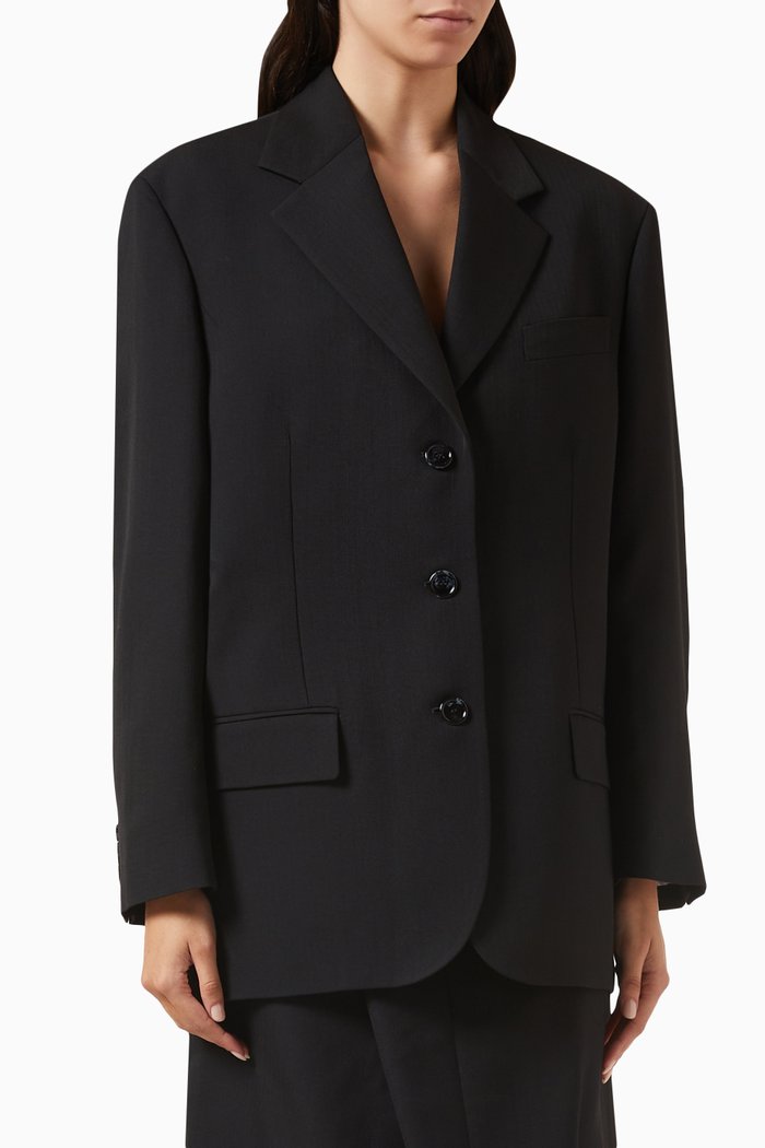 

Oversized Suit Jacket in Wool-blend, Black