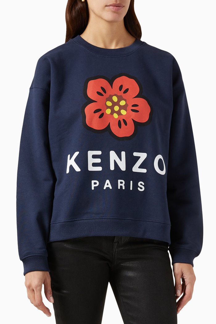 

Boke Flower Logo-print Sweatshirt in Cotton, Blue
