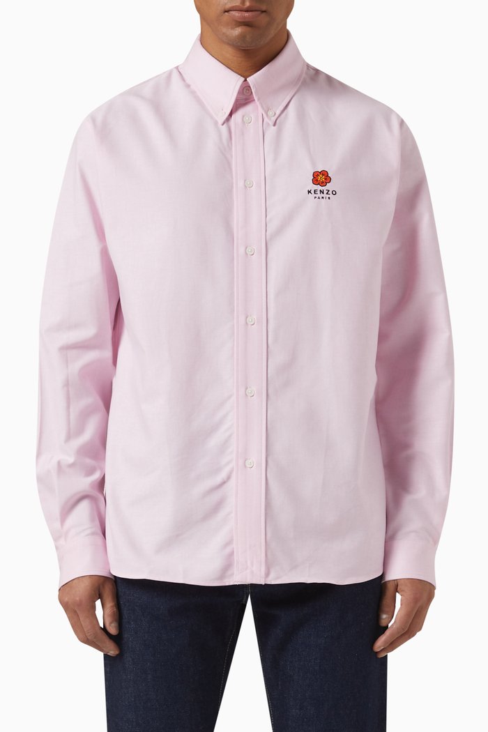 

Boke Flower Crest Shirt in Cotton Poplin, Pink