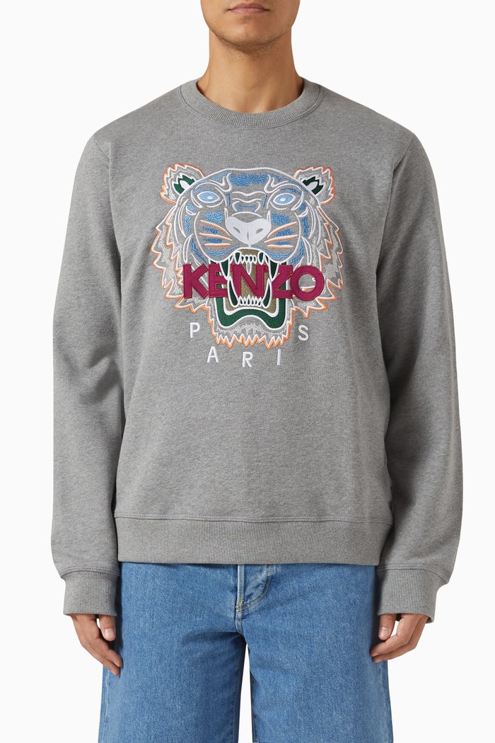 

Tiger Logo Sweatshirt in Cotton, Grey