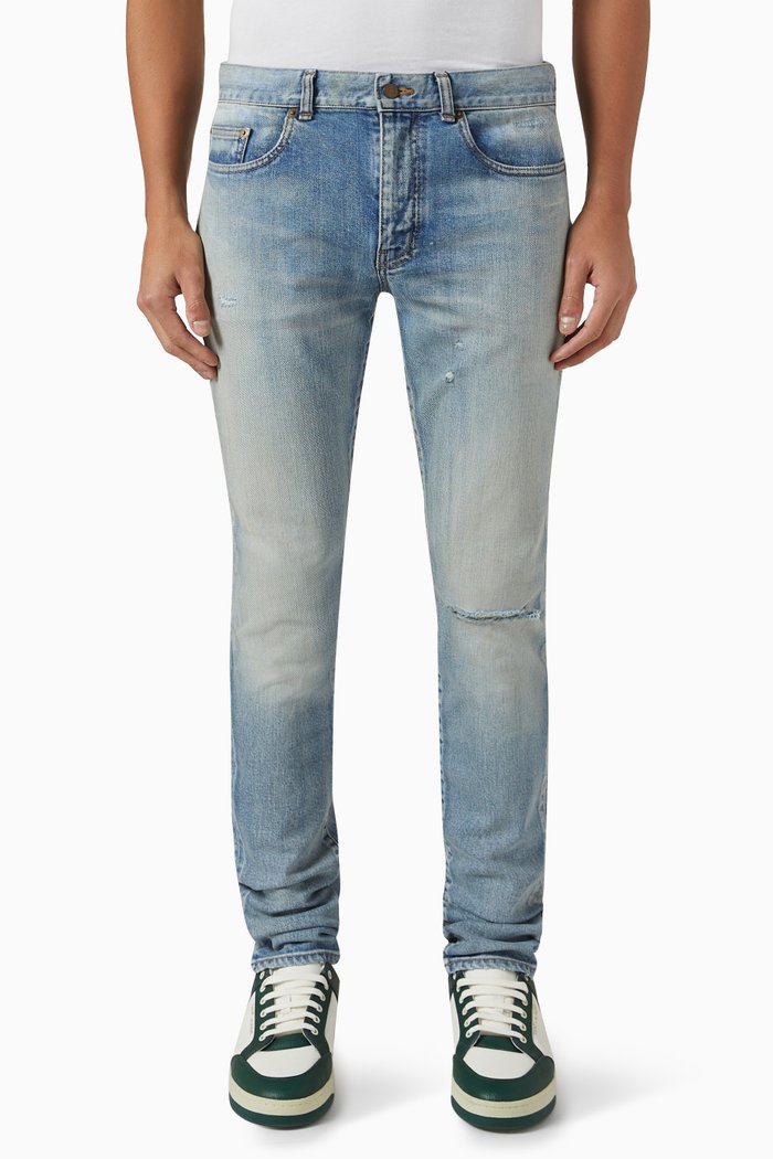 

Skinny-fit Jeans in Organic Cotton Denim, Blue